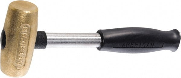 American Hammer - 3 Lb Head 1-3/4" Face Brass Hammer - 13" OAL, Composite Handle - Exact Tooling