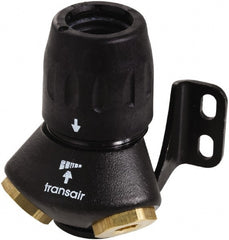 Transair - 1/2" ID, 16.5mm OD, 45° Two Port Wall Bracket - Plastic, 232 Max psi, 1/2 & 1/4 Female NPT, 3-5/16" Long - Exact Tooling