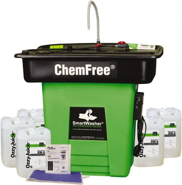 CRC - Free Standing Water-Based Parts Washer - 25 Gal Max Operating Capacity, HDPE Tank, 42" High x 47" Long x 38" Wide, 110 Input Volts - Exact Tooling