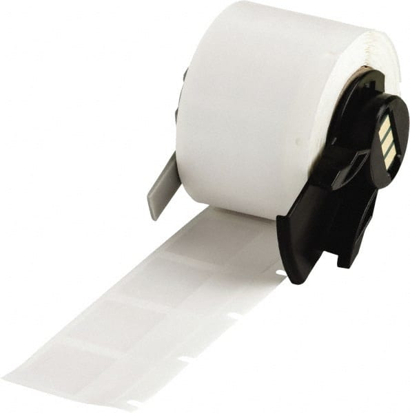 Brady - 3/4" Wide x 1" Long, Clear/White Vinyl Cable Tag - For BMP61 Labeling System, BMP71 Label Printer, TLS 2200 Thermal Labeling System, TLS-pc Link Thermal Labeling System - Exact Tooling