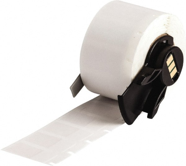 Brady - 1/2" Wide x 1" Long, Clear/White Vinyl Cable Tag - For BMP61 Labeling System, BMP71 Label Printer, TLS 2200 Thermal Labeling System, TLS-pc Link Thermal Labeling System - Exact Tooling