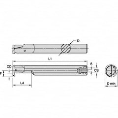 Kennametal - 25mm Min Bore Diam, 180mm OAL, 20mm Shank Diam, A-EVE Indexable Boring Bar - 40mm Max Bore Depth, EG0160M1FP02 Insert - Exact Tooling