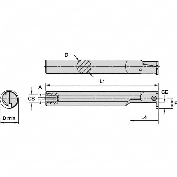 Kennametal - 25mm Min Bore Diam, 180mm OAL, 20mm Shank Diam, A-EVE Indexable Boring Bar - 40mm Max Bore Depth, EG0160M1FP02 Insert - Exact Tooling
