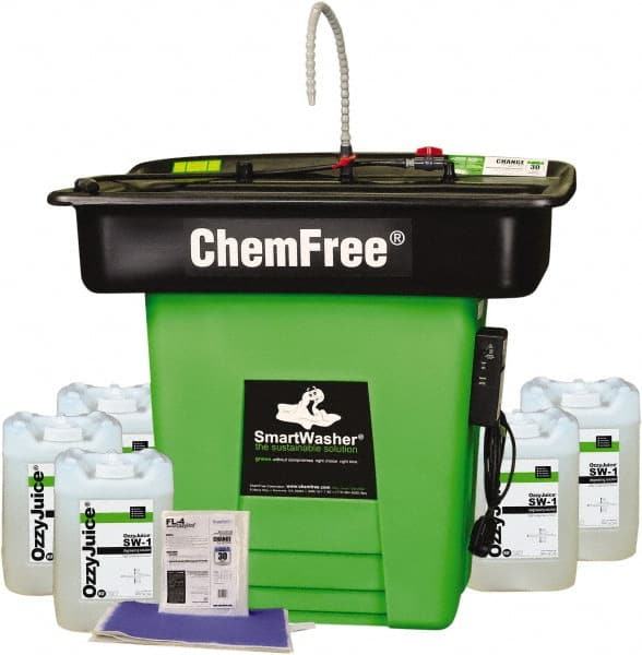 CRC - Free Standing Water-Based Parts Washer - 25 Gal Max Operating Capacity, HDPE Tank, 42" High x 47" Long x 38" Wide, 110 Input Volts - Exact Tooling