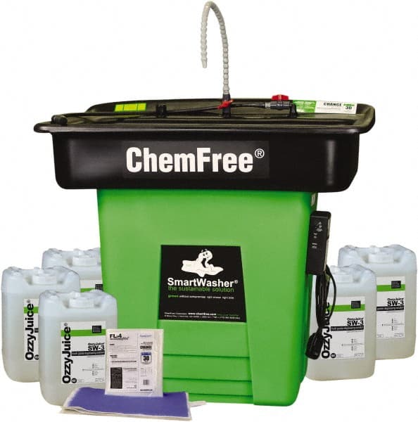 CRC - Free Standing Water-Based Parts Washer - 25 Gal Max Operating Capacity, HDPE Tank, 42" High x 47" Long x 38" Wide, 110 Input Volts - Exact Tooling