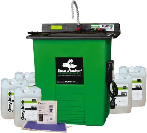 CRC - Free Standing Water-Based Parts Washer - 25 Gal Max Operating Capacity, HDPE Tank, 40" High x 35-1/2" Long x 26-1/2" Wide, 110 Input Volts - Exact Tooling