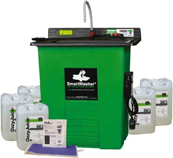 CRC - Free Standing Water-Based Parts Washer - 25 Gal Max Operating Capacity, HDPE Tank, 40" High x 35-1/2" Long x 26-1/2" Wide, 110 Input Volts - Exact Tooling