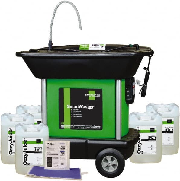 CRC - Free Standing Water-Based Parts Washer - 25 Gal Max Operating Capacity, HDPE Tank, 45" High x 48" Long x 35" Wide, 110 Input Volts - Exact Tooling