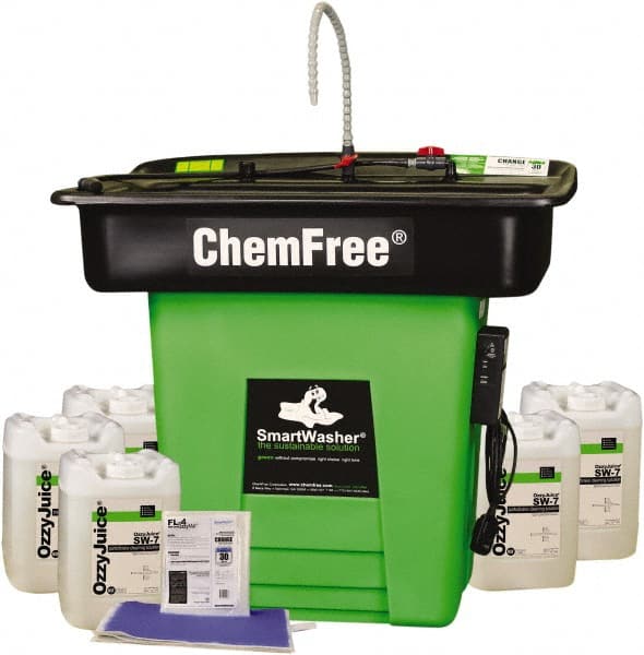 CRC - Free Standing Water-Based Parts Washer - 25 Gal Max Operating Capacity, HDPE Tank, 42" High x 47" Long x 38" Wide, 110 Input Volts - Exact Tooling