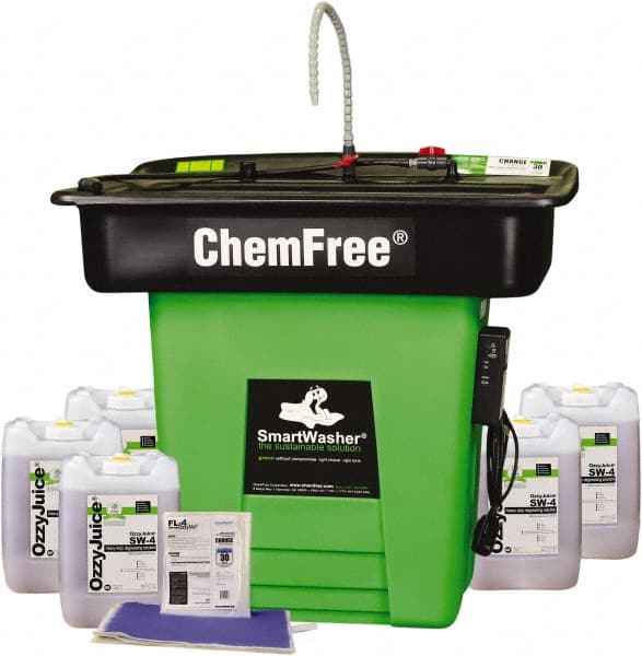 CRC - Free Standing Water-Based Parts Washer - 25 Gal Max Operating Capacity, HDPE Tank, 42" High x 47" Long x 38" Wide, 110 Input Volts - Exact Tooling