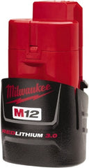 Milwaukee Tool - 12 Volt Lithium-Ion Power Tool Battery - 3 Ahr Capacity, Series M12 REDLITHIUM - Exact Tooling