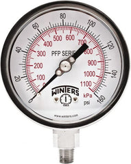 Winters - 4" Dial, 1/4 Thread, 0-160 Scale Range, Pressure Gauge - Bottom Connection Mount, Accurate to 0.01% of Scale - Exact Tooling