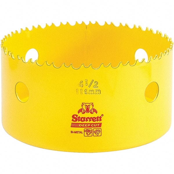 Starrett - 4-1/2" Diam, 2" Cutting Depth, Hole Saw - High Speed Steel Saw, Toothed Edge - Exact Tooling