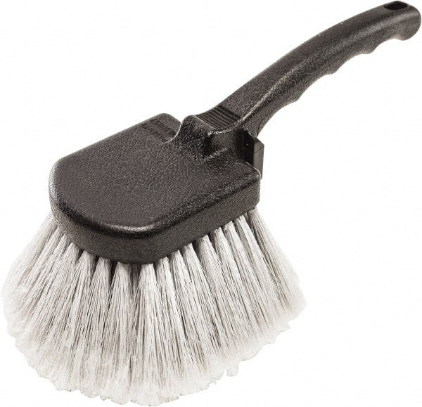 Harper Brush - 2-1/4" Bristle Length, Flagged Plastic Utility Scrub Brush - 3-1/2" x 3-1/2" Long x 3" Wide Head, 10" OAL, Easy Grip Handle, Black, Polypropylene Block, Flagged - Exact Tooling