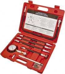 Lang - 8 Piece Dial Engine Compression Test Kit - 300 Max Pressure, 0 to 300 PSI (0 to 21 Kg/cm2) Scale - Exact Tooling