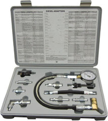 Lang - 10 Piece Dial Engine Compression Test Kit - 1,000 Max Pressure, PSI Scale - Exact Tooling