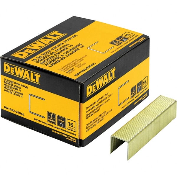 DeWALT - 1" Long x 1/16" Wide, 16 Gauge Crowned Construction Staple - Steel, Galvanized Finish - Exact Tooling
