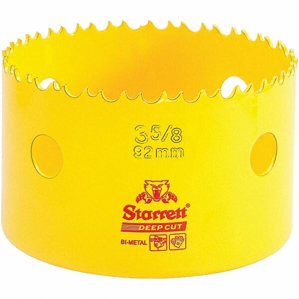 Starrett - 3-5/8" Diam, 2" Cutting Depth, Hole Saw - High Speed Steel Saw, Toothed Edge - Exact Tooling