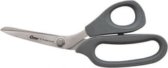 Clauss - 2-1/2" LOC, 8" OAL Stainless Steel High Leverage Scissors - Ambidextrous, Full Serrated, Glass-Filled Nylon Bent Handle, For Cutting, Kevlar - Exact Tooling
