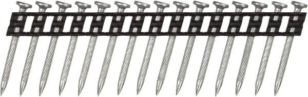 DeWALT - 12 Gauge 0.108" Shank Diam 1-3/8" Long Concrete Nails for Power Nailers - Steel, Zinc Finish, Smooth Shank, Angled Stick Plastic Collation, Round Head - Exact Tooling