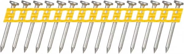 DeWALT - 13 Gauge 0.102" Shank Diam 1-1/4" Long Concrete Nails for Power Nailers - Steel, Zinc Finish, Smooth Shank, Angled Stick Plastic Collation, Round Head - Exact Tooling