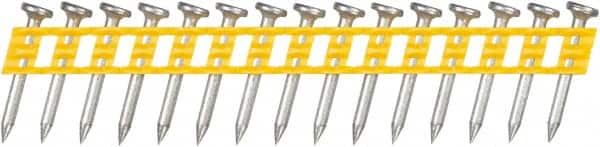 DeWALT - 13 Gauge 0.102" Shank Diam 1" Long Concrete Nails for Power Nailers - Steel, Zinc Finish, Smooth Shank, Angled Stick Plastic Collation, Round Head - Exact Tooling