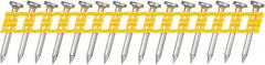 DeWALT - 13 Gauge 0.102" Shank Diam 1" Long Concrete Nails for Power Nailers - Steel, Zinc Finish, Smooth Shank, Angled Stick Plastic Collation, Round Head - Exact Tooling