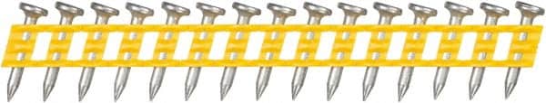 DeWALT - 13 Gauge 0.102" Shank Diam 3/4" Long Concrete Nails for Power Nailers - Steel, Zinc Finish, Smooth Shank, Angled Stick Plastic Collation, Round Head - Exact Tooling