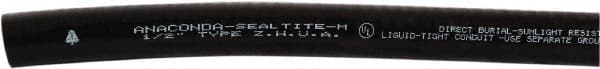 Anaconda Sealtite - 1" Trade Size, 400' Long, Flexible Liquidtight Conduit - Galvanized Steel & Thermoplastic, 25.4mm ID, Black - Exact Tooling