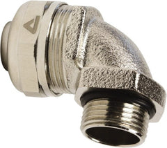 Anaconda Sealtite - 20mm Trade, Nickel Plated Brass Threaded 90° Liquidtight Conduit Connector - Partially Insulated - Exact Tooling