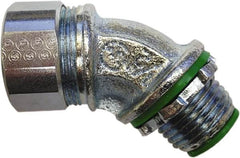Anaconda Sealtite - 3/4" Trade, Zinc Plated Steel Threaded 45° Liquidtight Conduit Connector - Insulated - Exact Tooling