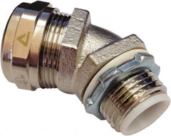Anaconda Sealtite - 1" Trade, Nickel Plated Brass Threaded Angled Liquidtight Conduit Connector - Partially Insulated - Exact Tooling