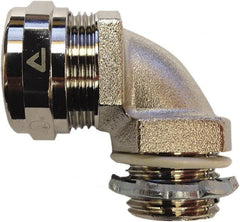 Anaconda Sealtite - 1-1/2" Trade, Nickel Plated Brass Threaded 90° Liquidtight Conduit Connector - Partially Insulated - Exact Tooling