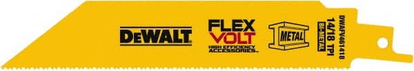 DeWALT - 6" Long x 1" Thick, Bi-Metal Reciprocating Saw Blade - Straight Profile, 14 to 18 TPI, Toothed Edge, Tang Shank - Exact Tooling