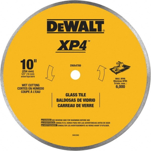 DeWALT - 10" Diam, 15.88mm Arbor Hole Diam, Continuous Edge Tooth Wet & Dry Cut Saw Blade - Steel, Smooth Action, Standard Round Arbor - Exact Tooling