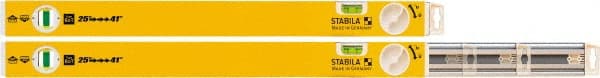 Stabila - 2 Vial, 41" Long, Aluminum Expandable Level - Yellow, 2" Wide, (1) Level & (1) Plumb Vials - Exact Tooling