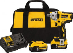 DeWALT - 1/2" Drive 20 Volt Mid-Handle Cordless Impact Wrench & Ratchet - 2,000 RPM, 0 to 3,100 BPM, 330 Ft/Lb Torque, 2 Lithium-Ion Batteries Included - Exact Tooling
