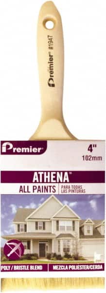 Premier Paint Roller - 4" Flat Polyester/Natural General Purpose Paint Brush Set - 3-1/2" Bristle Length, 6" Wood Beavertail Handle - Exact Tooling