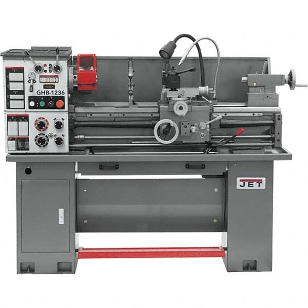 Jet - 12" Swing, 33" Between Centers, 230 Volt, Single Phase Bench Lathe - 5MT Taper, 2 hp, 75 to 1,400 RPM, 1-9/16" Bore Diam, 30" Deep x 58" High x 66" Long - Exact Tooling