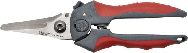Clauss - 2" Length of Cut, Straight Pattern Multi-Purpose Snip - 8" OAL, Ergonomic Non-Slip Grip Handle, Stainless Steel Blade - Exact Tooling