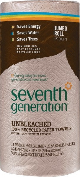 Seventh Generation - Perforated Roll of 2 Ply Brown Paper Towels - 11" Wide, Unbleached, 100% Recycled - Exact Tooling