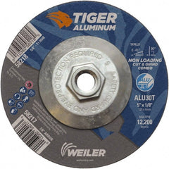 Weiler - 5" 30 Grit Aluminum Oxide/Silicon Carbide Blend Cutoff Wheel - 1/8" Thick, 5/8-11 Arbor, 12,200 Max RPM, Use with Angle Grinders - Exact Tooling