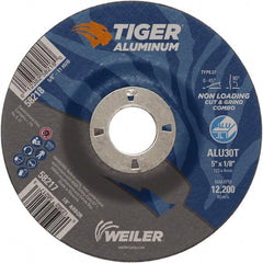 Weiler - 5" 30 Grit Aluminum Oxide/Silicon Carbide Blend Cutoff Wheel - 1/8" Thick, 7/8" Arbor, 12,200 Max RPM, Use with Angle Grinders - Exact Tooling