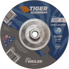 Weiler - 7" 60 Grit Aluminum Oxide/Silicon Carbide Blend Cutoff Wheel - 0.06" Thick, 5/8-11 Arbor, 8,500 Max RPM, Use with Angle Grinders - Exact Tooling
