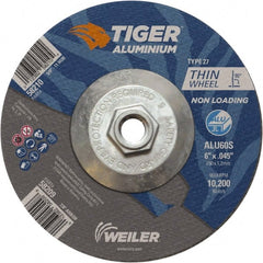 Weiler - 6" 60 Grit Aluminum Oxide/Silicon Carbide Blend Cutoff Wheel - 0.045" Thick, 5/8-11 Arbor, 10,200 Max RPM, Use with Angle Grinders - Exact Tooling