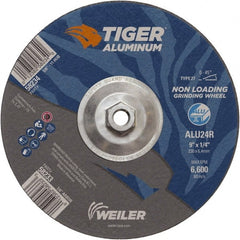 Weiler - 9" 24 Grit Aluminum Oxide/Silicon Carbide Blend Cutoff Wheel - 1/4" Thick, 5/8-11 Arbor, 6,600 Max RPM, Use with Angle Grinders - Exact Tooling
