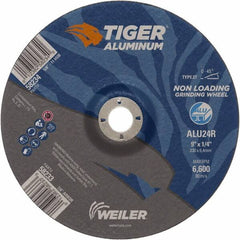 Weiler - 9" 24 Grit Aluminum Oxide/Silicon Carbide Blend Cutoff Wheel - 1/4" Thick, 7/8" Arbor, 6,600 Max RPM, Use with Angle Grinders - Exact Tooling