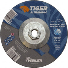 Weiler - 6" 24 Grit Aluminum Oxide/Silicon Carbide Blend Cutoff Wheel - 1/4" Thick, 5/8-11 Arbor, 10,200 Max RPM, Use with Angle Grinders - Exact Tooling