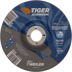 Weiler - 6" 24 Grit Aluminum Oxide/Silicon Carbide Blend Cutoff Wheel - 1/4" Thick, 7/8" Arbor, 10,200 Max RPM, Use with Angle Grinders - Exact Tooling