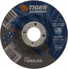 Weiler - 4-1/2" 24 Grit Aluminum Oxide/Silicon Carbide Blend Cutoff Wheel - 1/4" Thick, 7/8" Arbor, 13,300 Max RPM, Use with Angle Grinders - Exact Tooling